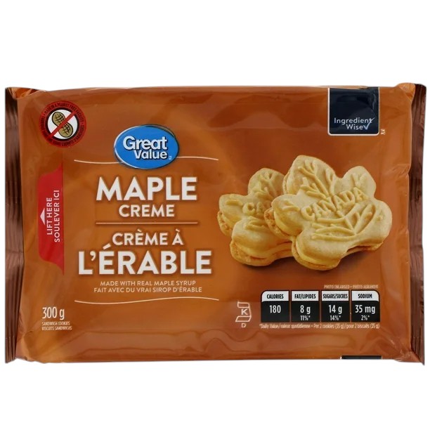 Great Value Maple Creme Sandwich Cookies 300 gram