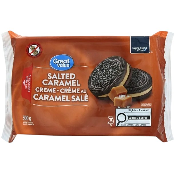 Great Value Salted Caramel Creme Sandwich Cookies 300 gram