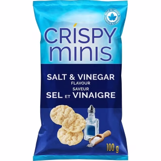 Quaker Crispy Minis Brown Rice Chips Salt & Vinegar Gluten-Free Snack 100g