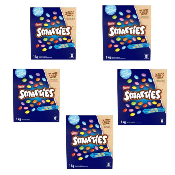 Canadian SMARTIES Candy Coated Milk Chocolate Pantry Size 1 kg (5 Pack)